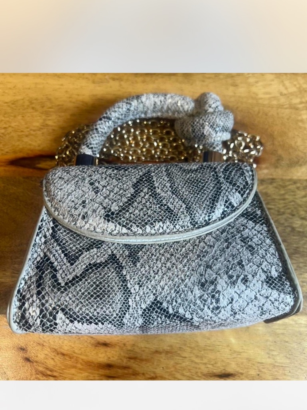 Moda Luxe: Mini Farah Handbag in Black and White Animal Print